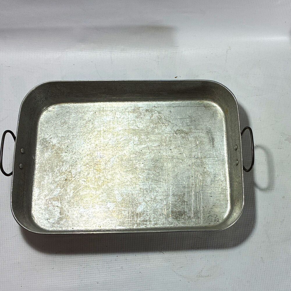 Dixie Queen Aluminum Roasting Tray 13x10x2.5 in Oven Safe Silver Rectangle